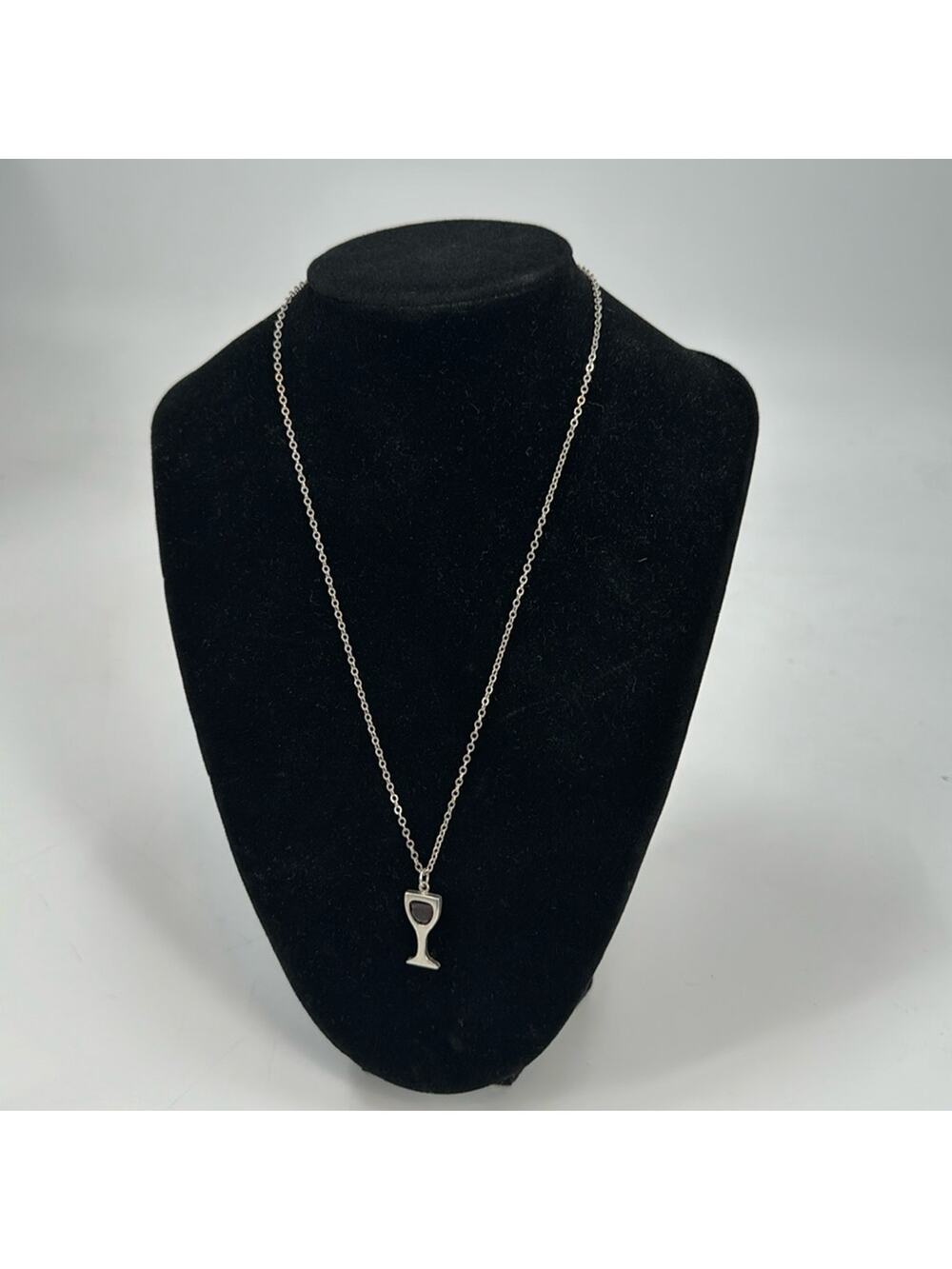Sterling silver wine glass necklace